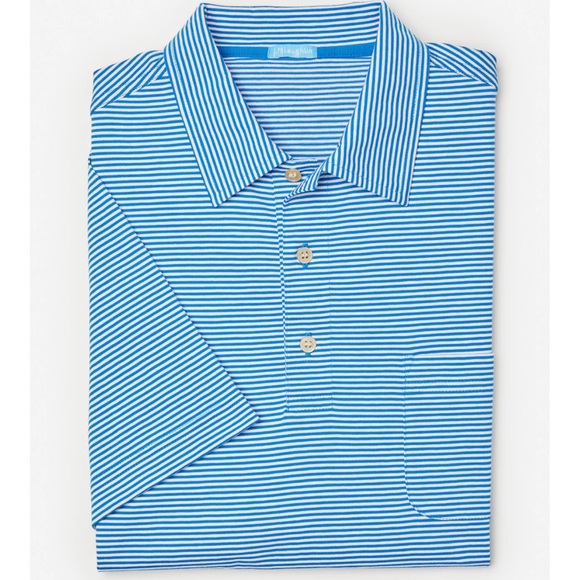 J.McLaughlin Callahan Cotton Polo in Stripe  French Blue/White - Picture 3 of 9